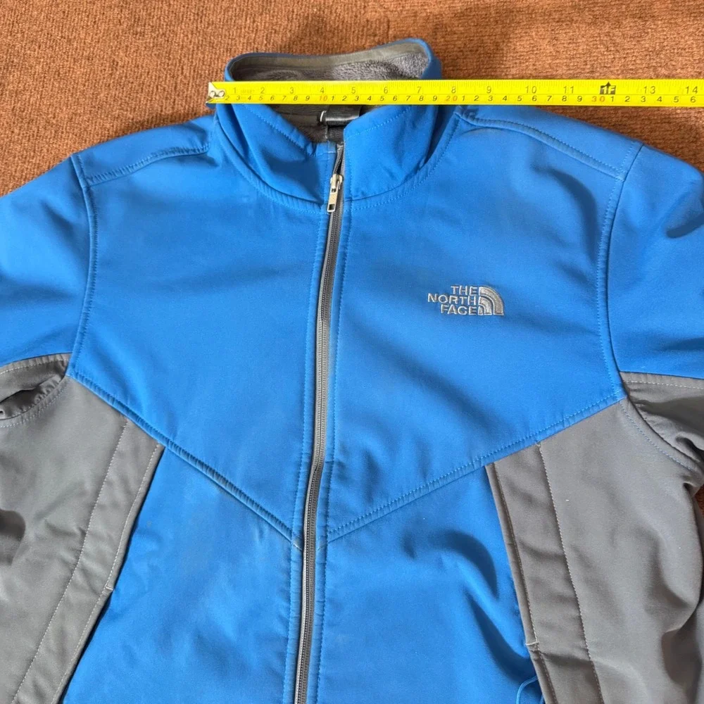 The North Face Mens Apex Bionic Softshell‎ Jacket Blue Grey Large Repair Needed